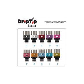 510 Aluminum - Stainless Steel and Derlin Drip Tip with Adjustable Airflow