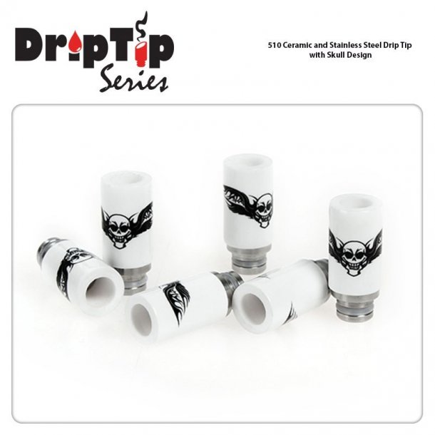 510 Ceramic and Stainless Steel Drip Tip with Skull Design