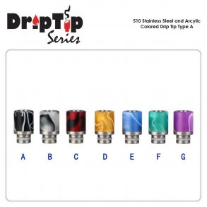 510 Stainless Steel and Acrylic Colored Drip Tip Type A